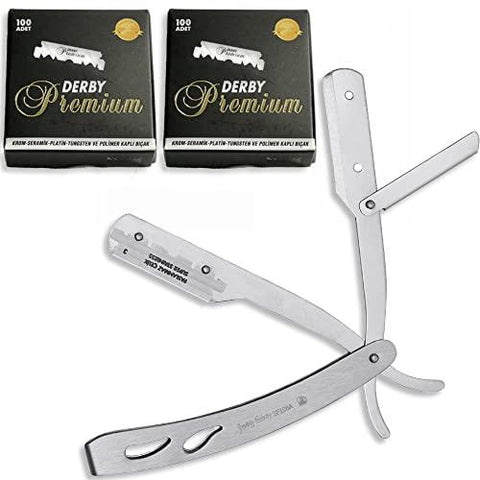 The Shave Factory Straight Edge Razor Kit (Matte / 200 Derby Premium Single Edge Razor Blades)