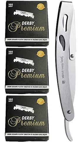 The Shave Factory Straight Edge Razor Kit (Matte / 300 Derby Premium Single Edge Razor Blades)