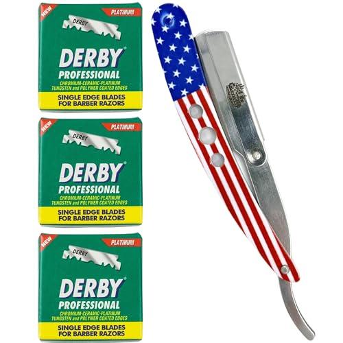 The Shave Factory Straight Edge Razor Kit (300 / Derby Professional Single Edge Razor Blades)