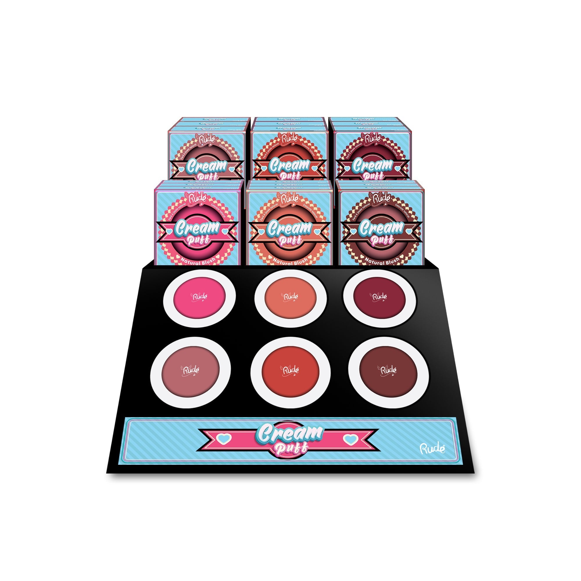 RUDE Cream Puff Natural Blush Display Set - 72 pcs