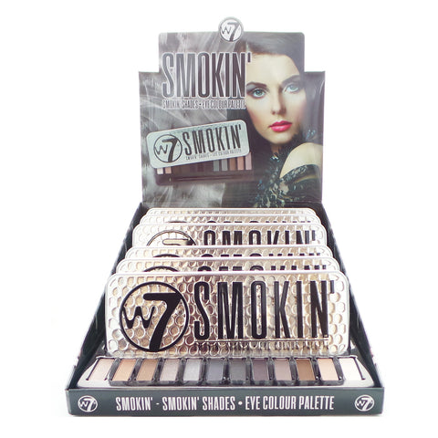 W7 Smokin' Shades Eye Colour Palette Display Set, 6 Pieces plus Display Tester