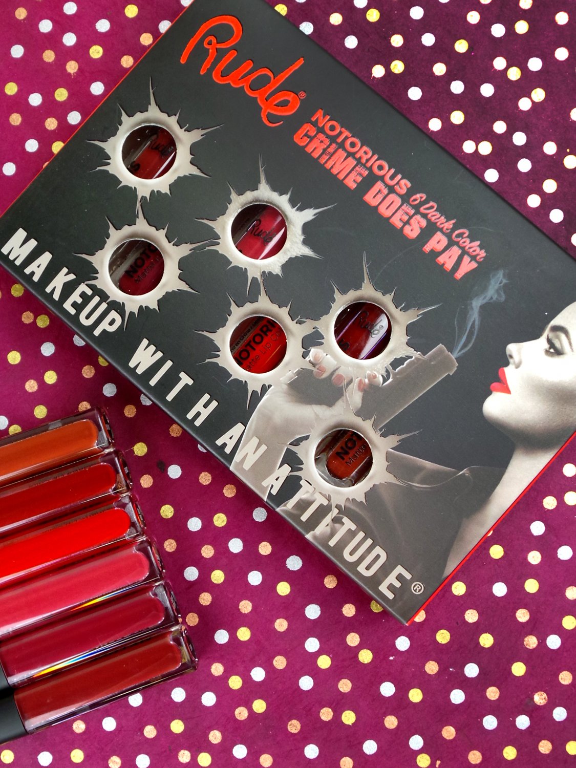 RUDE Crime Does Pay 6 Notorious Liquid Lip Color Set - Dark